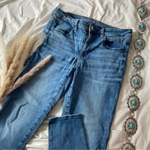 American Eagle Next Level Stretch Jegging Crop Denim Jeans Size 12 Long Mom Jean